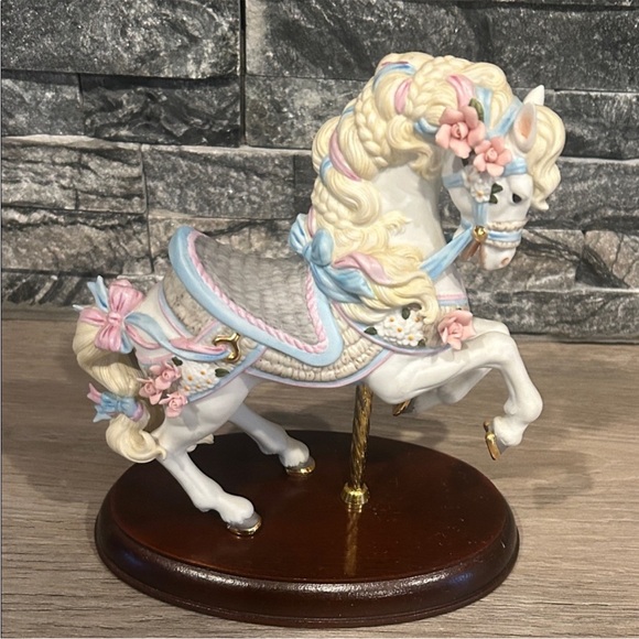 Lenox Porcelain Carousel Horse Figurine With Wood Base in Pastel Accents - Picture 2 of 7